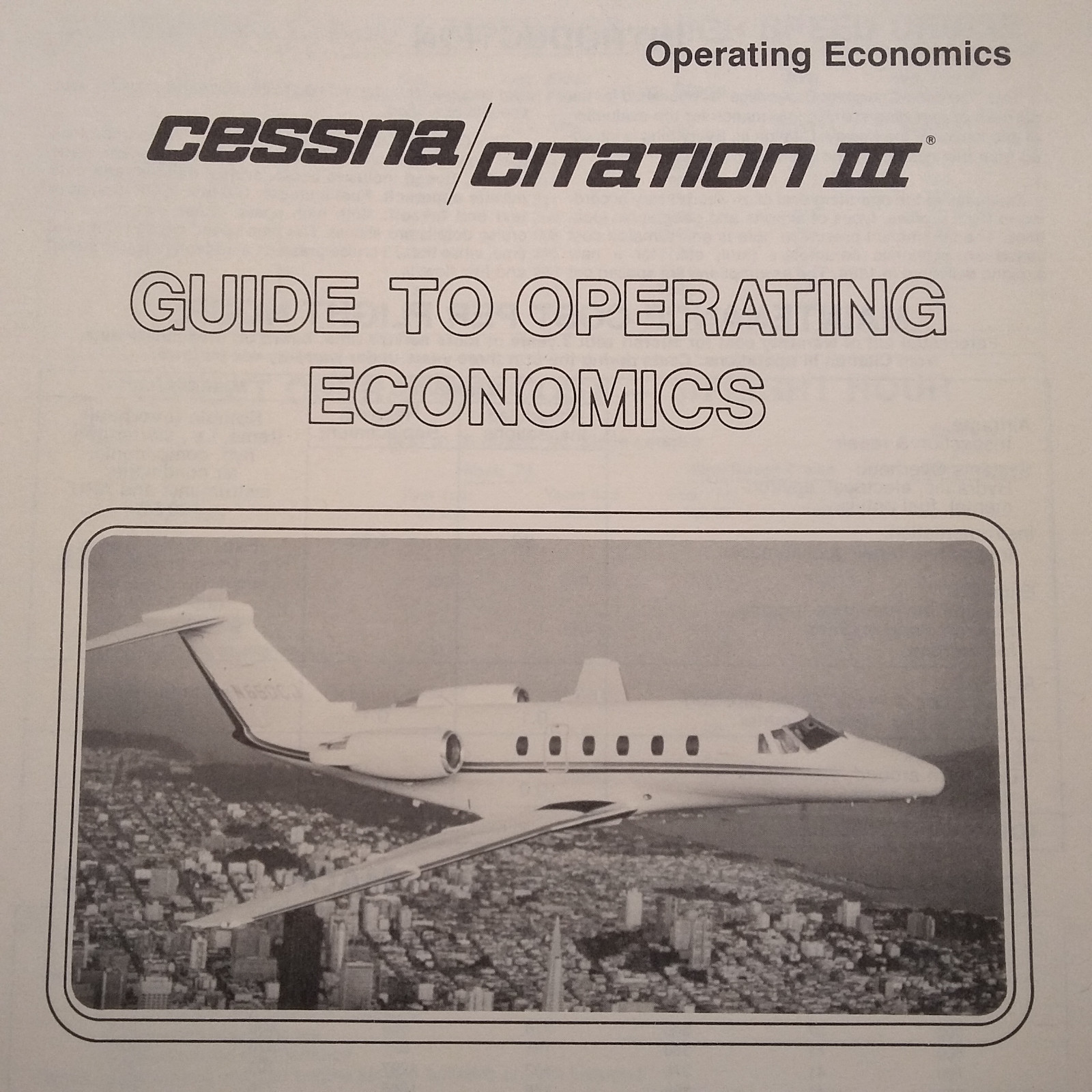Original 1984 Citation III "Guide to Operating Economics" Brochure, 4 page