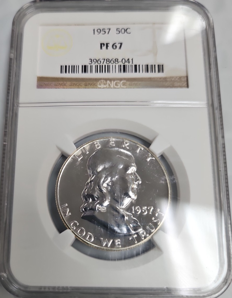 1957 Proof Franklin Half Dollar NGC Graded White Coin PR67 S65