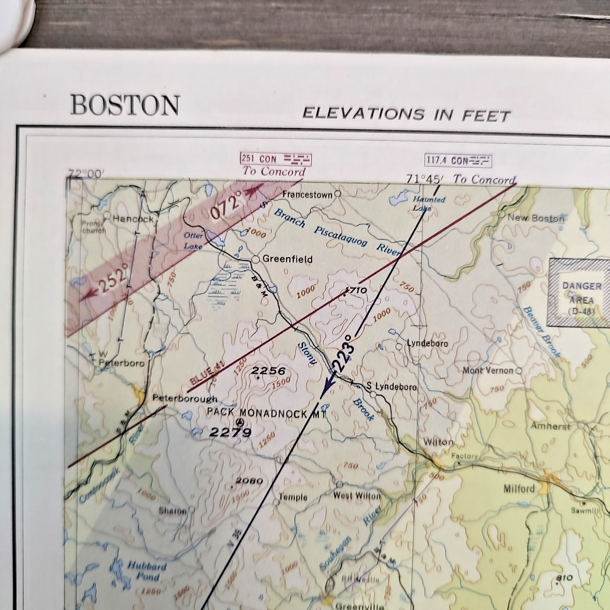Local Aeronautical Chart Boston 1953 2 Sided Map Wright Bros Golden Anniversary