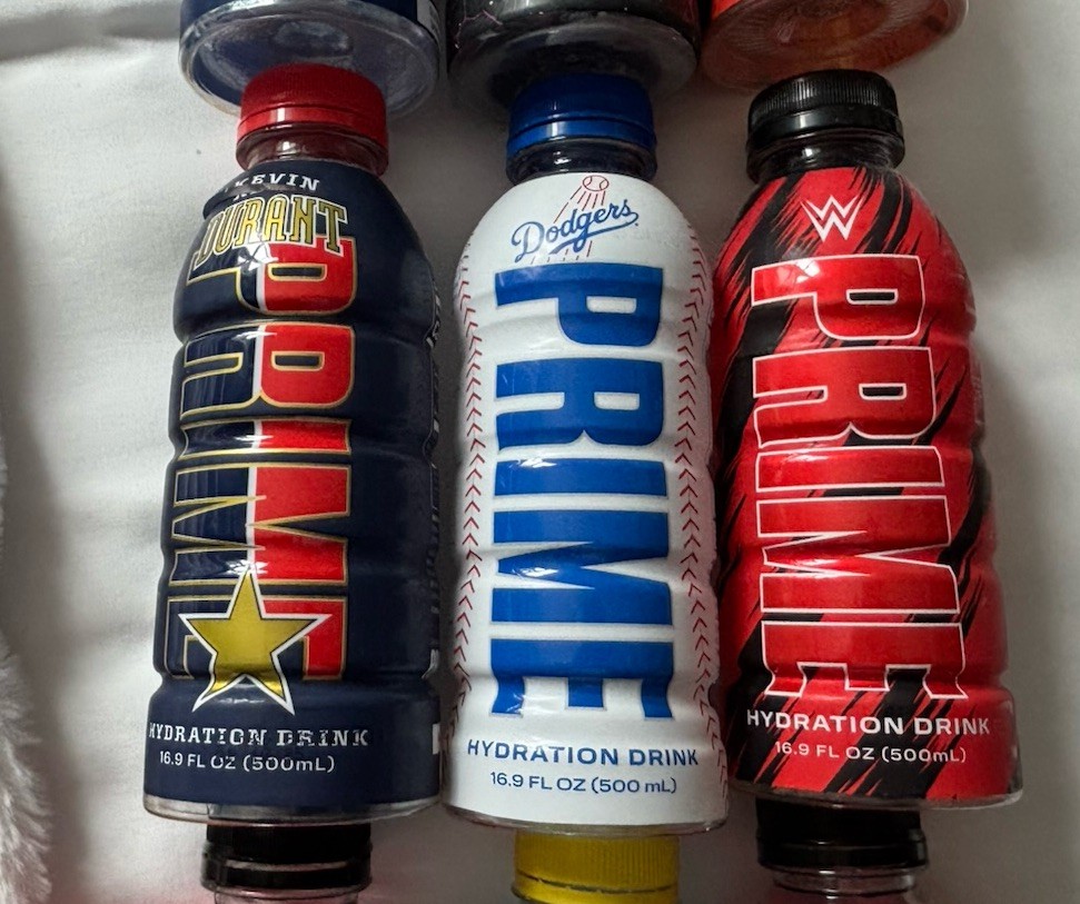 Empty prime hydration bottles