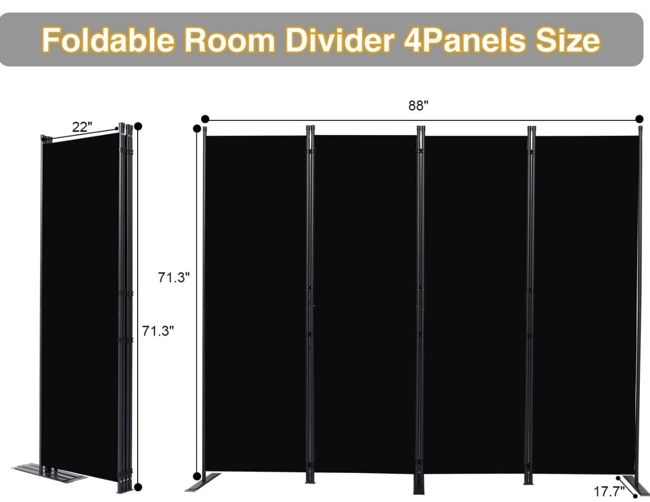 CHOSENM Room Divider 4 Panel Folding Privacy Screens with Wider Feet 6 Ft Por...