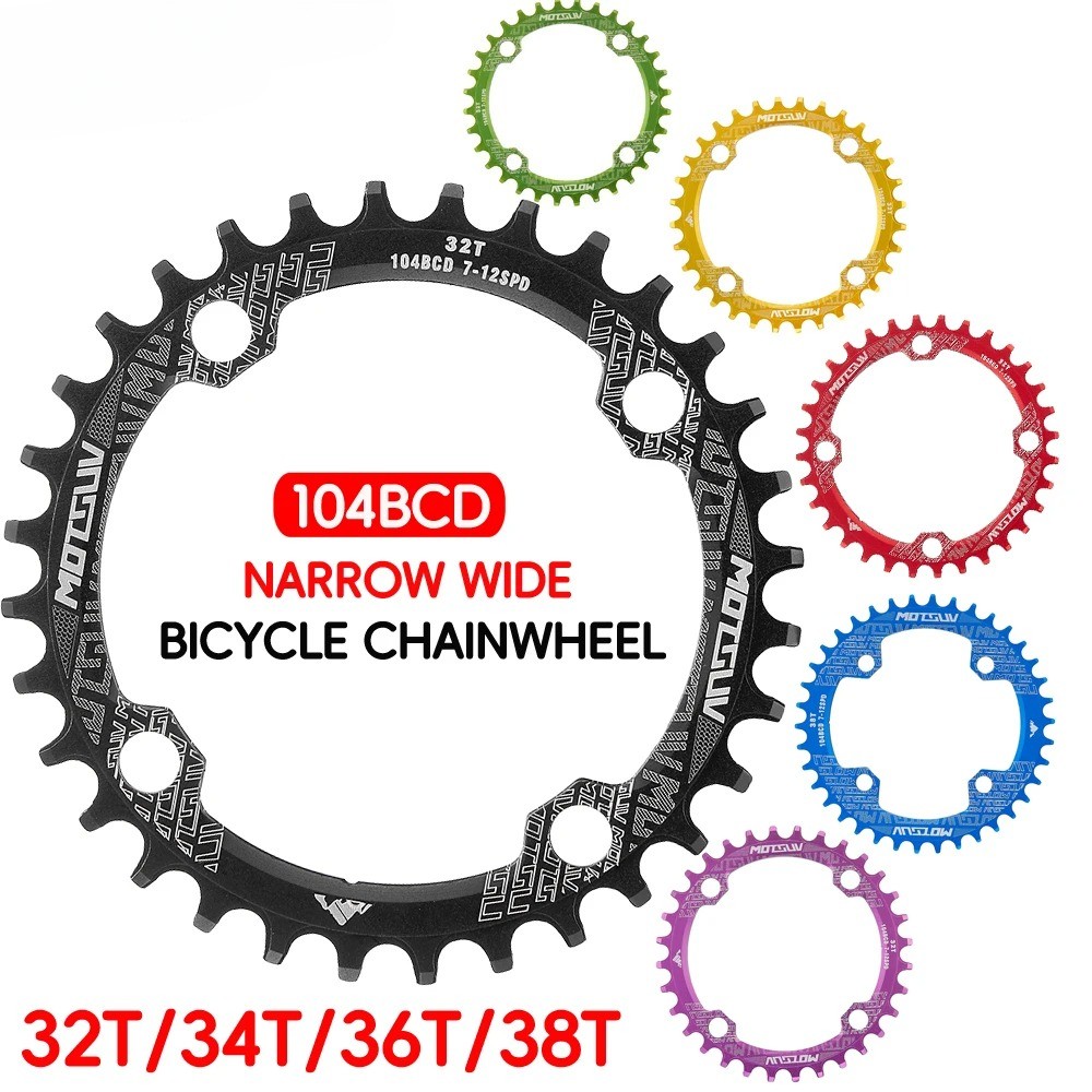 MTB Bicycle Crank 104BCD Round Shape Narrow Wide Chainring 32T/34T/36T/38T