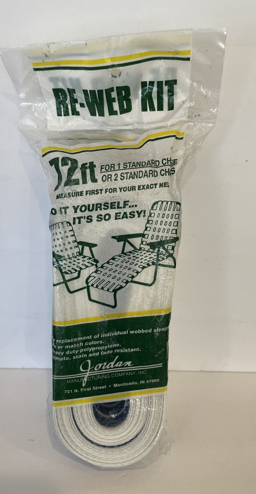 Vintage Re-Web kit for lawn furniture NOS white and blue 2 1/4” x 72ft