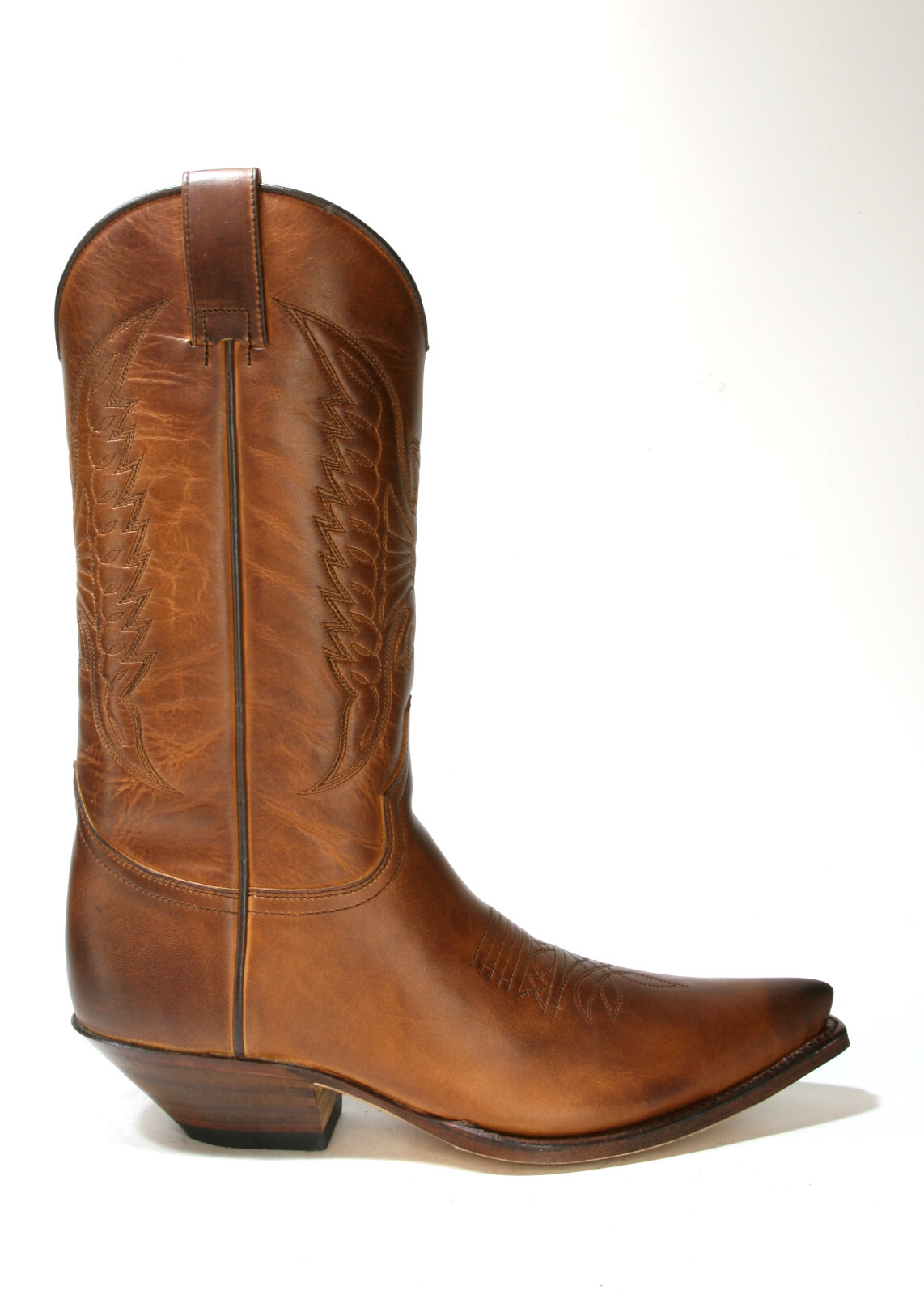 2073 Sendra Boots Cowboy Boots In Vera Pelle Brown Frame Stitched