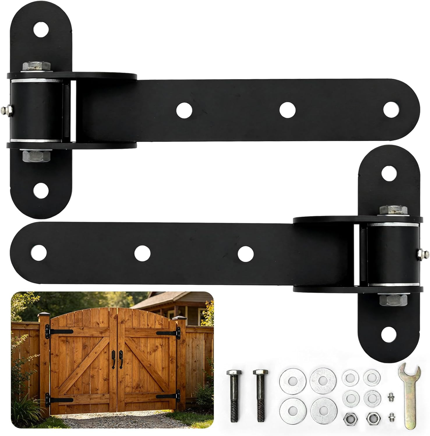 2 Pack Heavy Duty Gate Hinges, 1000 Lbs Capacity, 13" Door Hinges with Internal