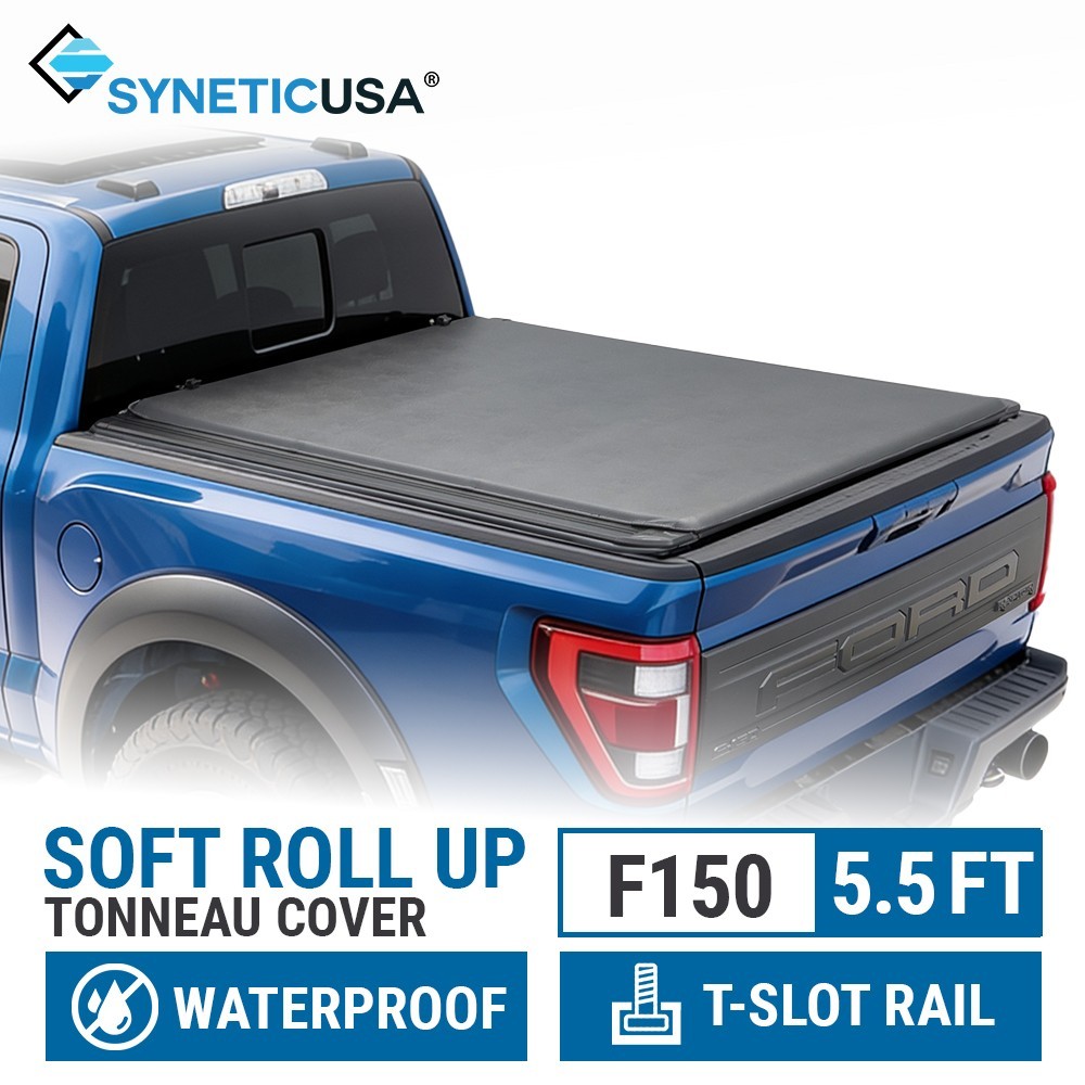 Syneticusa SRT Soft Roll-up Tonneau Cover with T-Slot Fit 2004-2026 F-150 5.5ft