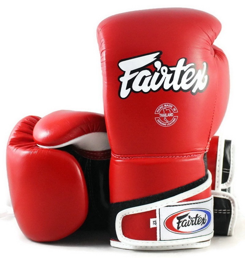 FAIRTEX BGV6 MUAY THAI KICK BOXING GLOVES RED BLACK WHITE ANGULAR SPARRING MMA