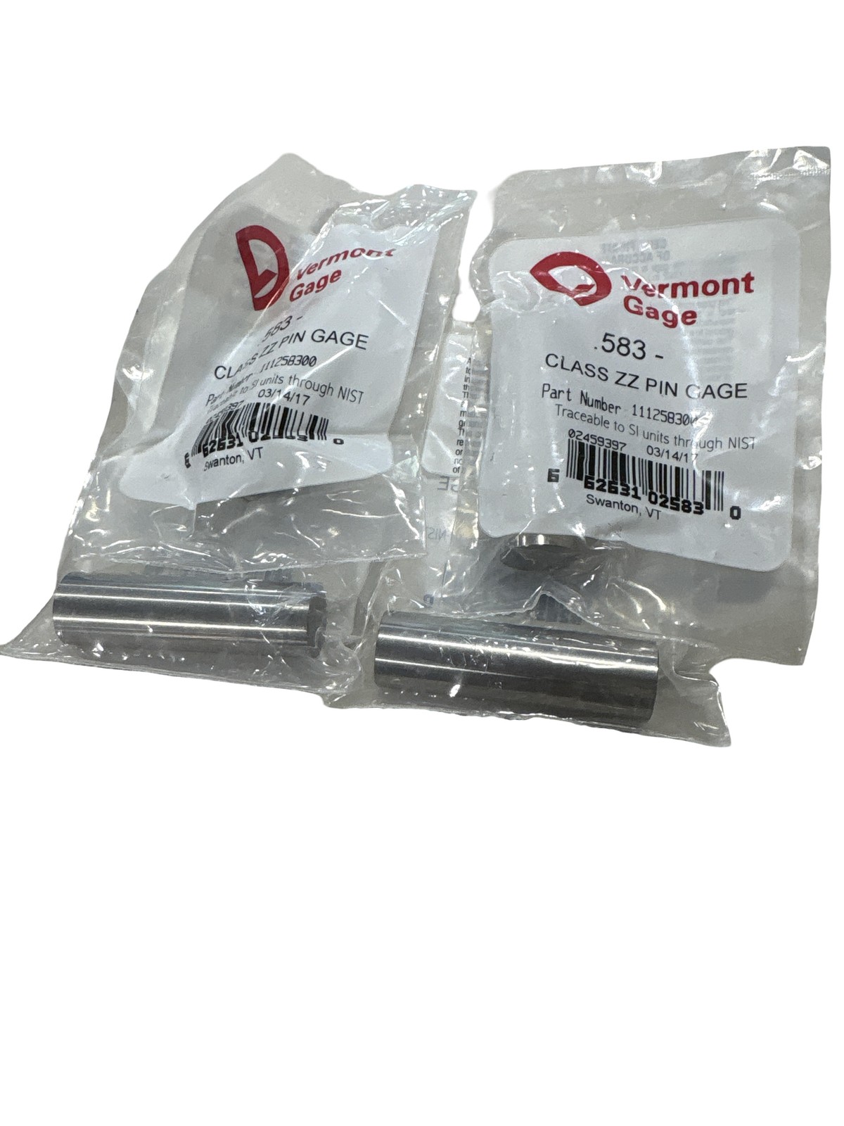 Vermont Gage .583 - Minus (No Go) Fit - Individual Gage Pin 4 Pack