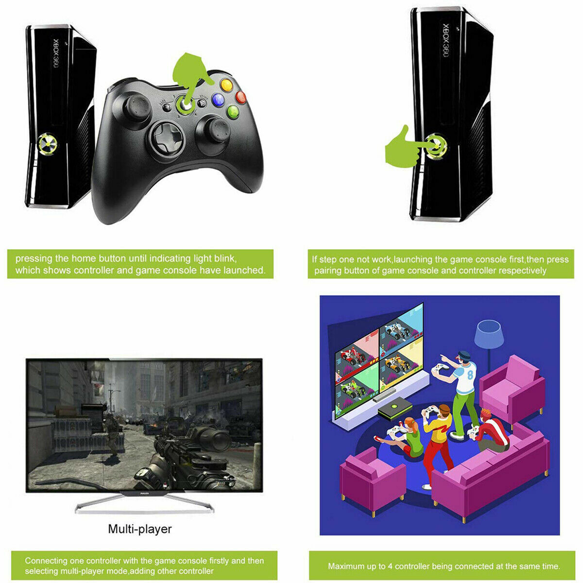 Long Wired USB Game Pad Controller For Microsoft Xbox 360 Console PC Windows MAC