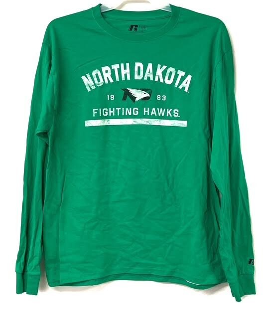 'Russell' North Dakota Fighting Hawks Long Sleeve Tee Licensed