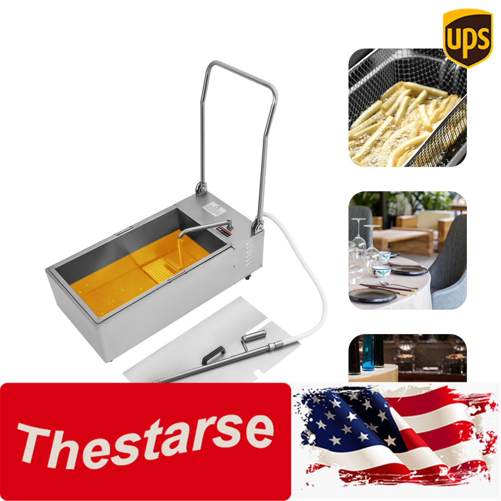 55L 370W Fryer Oil Filter Cart Machine Commercial Cooking Oil Filtration System