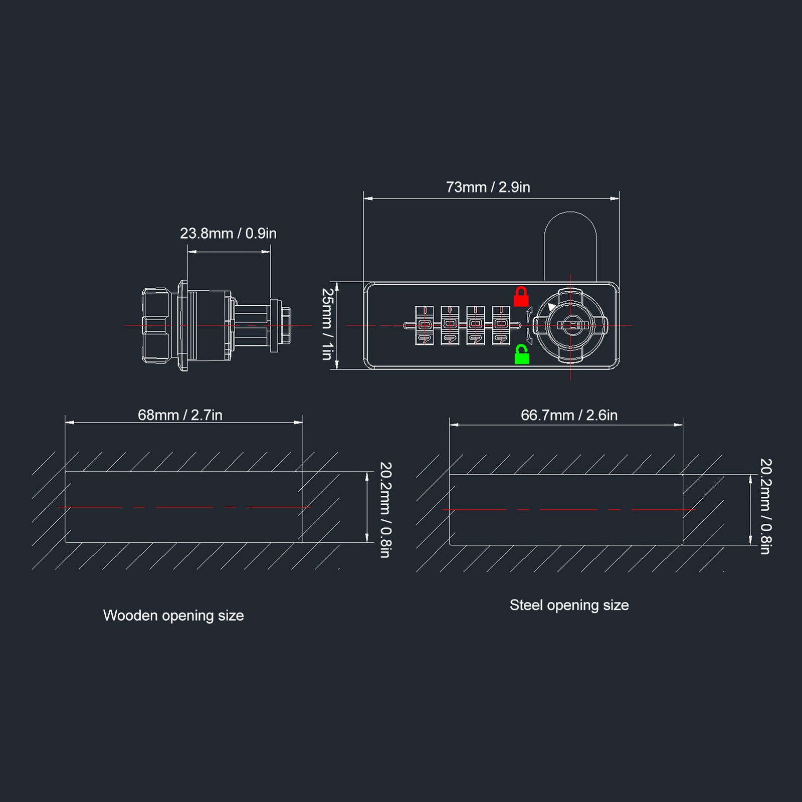 4 Digit Mechanical Dial Combination Lock For Secure Cabinet Protection Premium