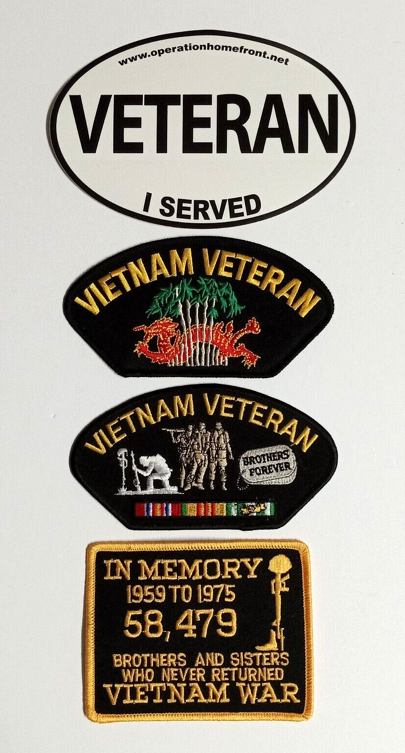 Vietnam Veteran Brothers Forever Military Embroidered Patch Lot (Qty 4) NEW