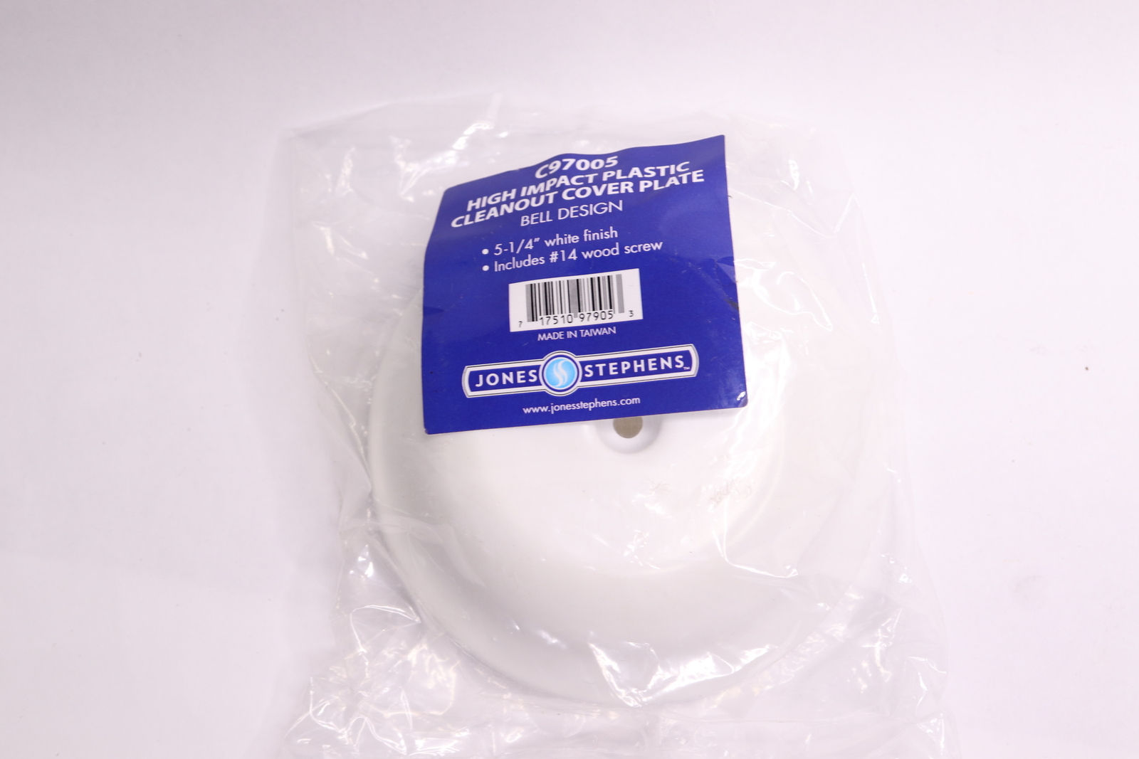 Jones Stephens Bell Cleanout Cover White 5-1/4" C97005