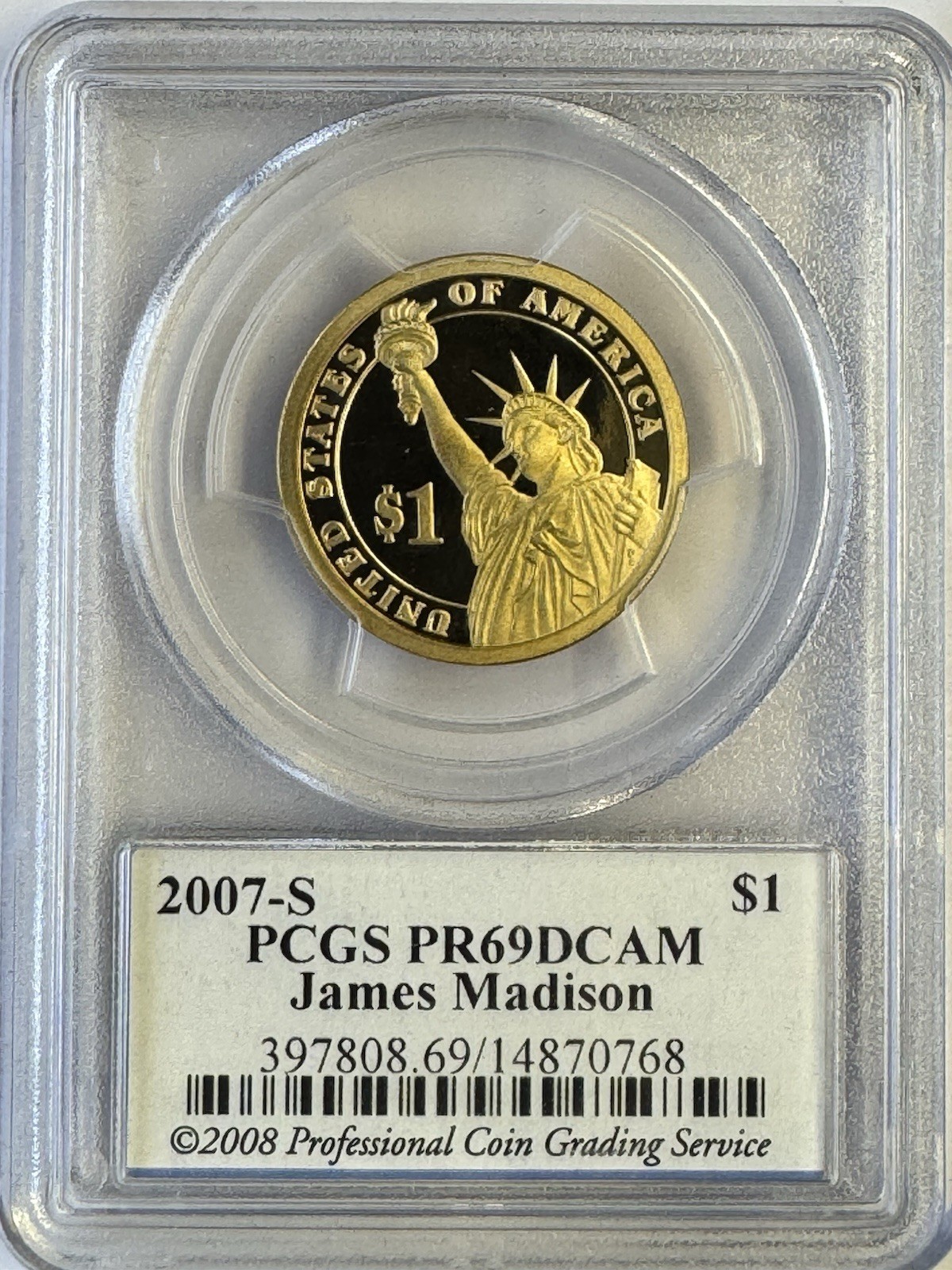 2007 PCGS PR69DCAM JAMES MADISON PRESIDENTIAL DOLLAR - $6.00 FLAT RATE SHIPPING