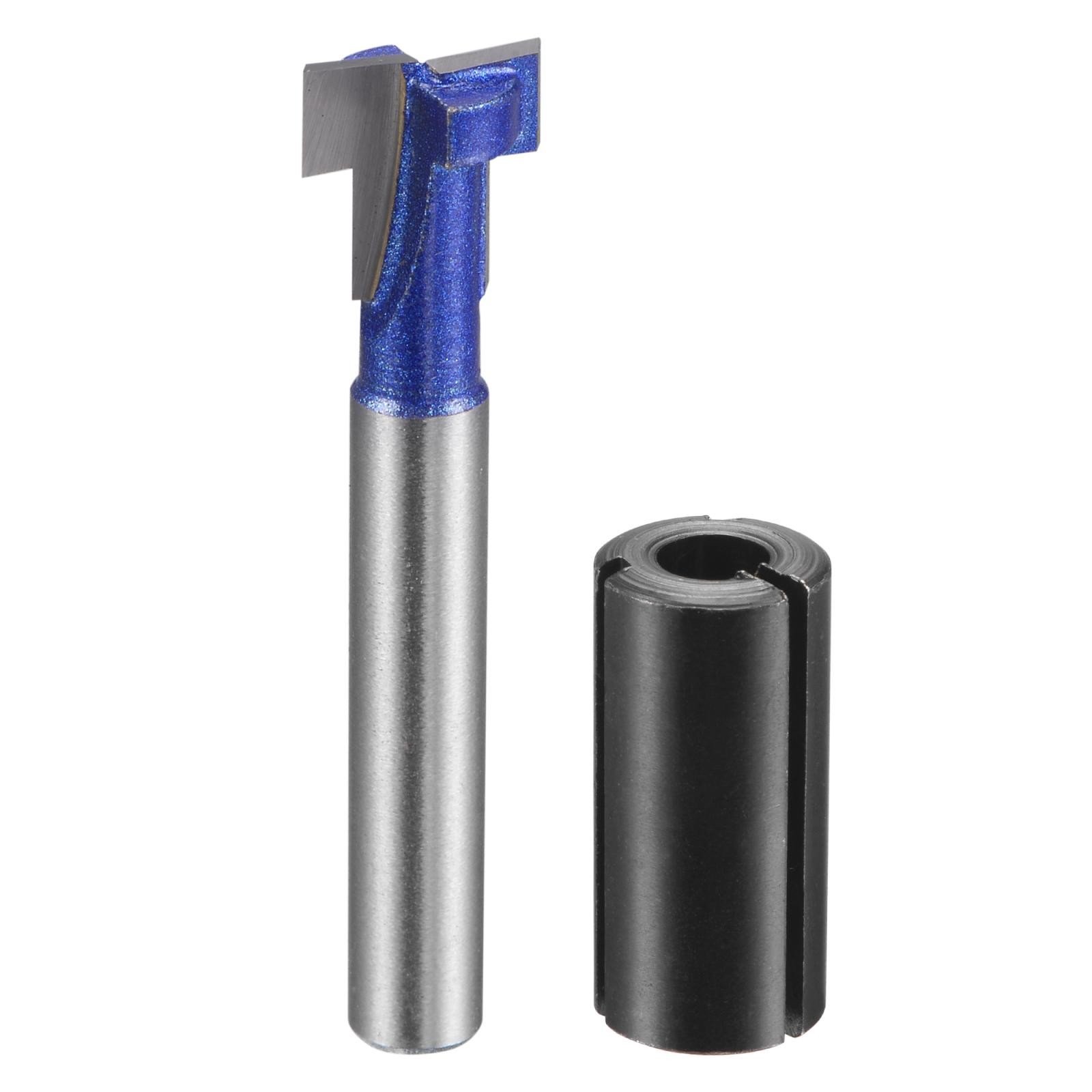 6mm Shank 7/16" Dia Keyhole Router Bit with 1/2" to 6mm Router Collet Adapter