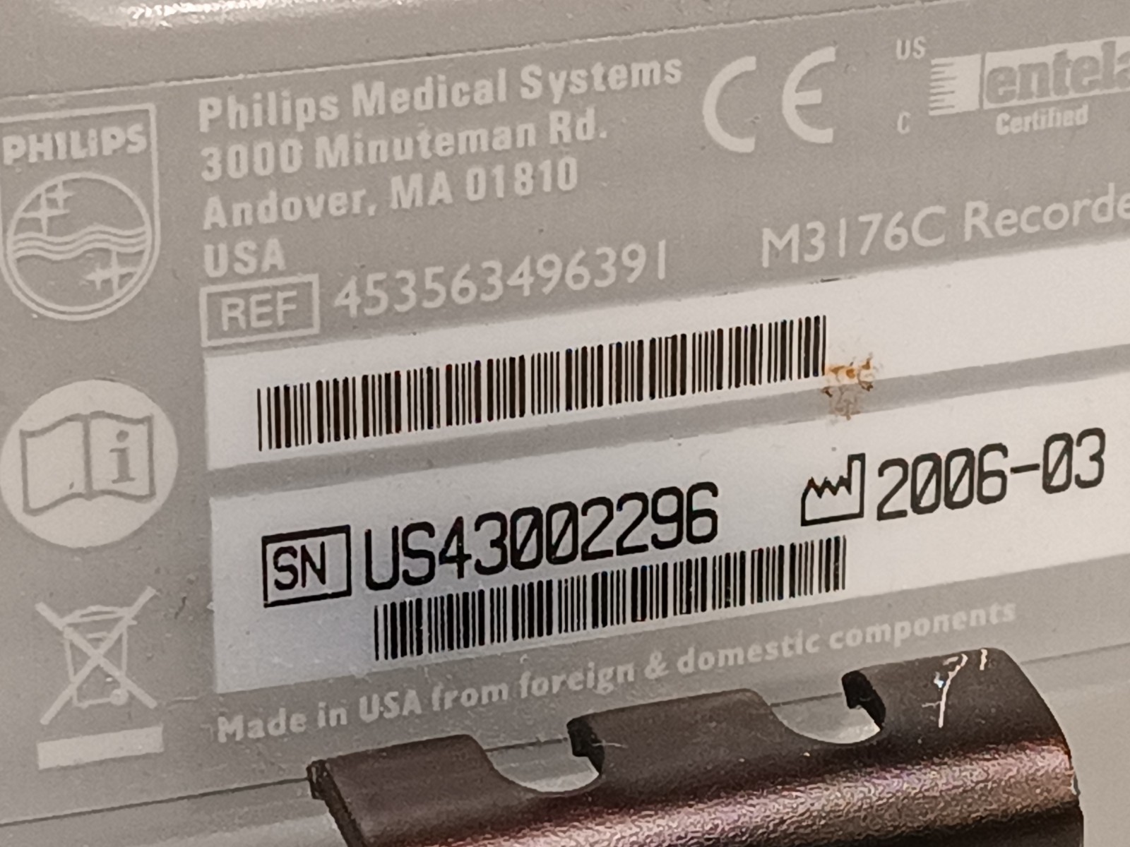 Philips 453563496391 EKG Strip Recorder/Printer, No Power Adapter/Cables, M3176C