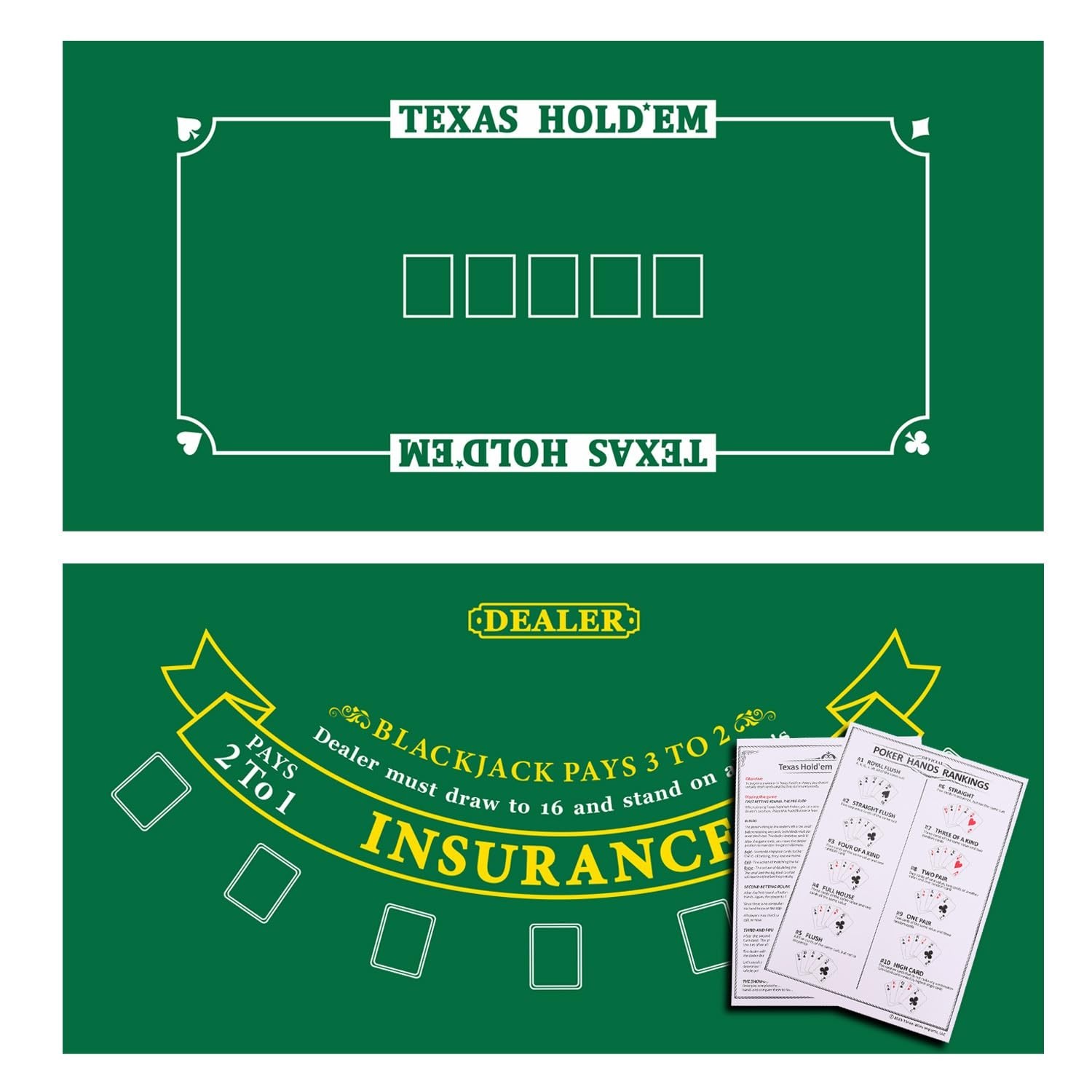 GSE Games & Sports Expert 36" x 72" Double-Sided Casino Layout Felt, Las Vega...