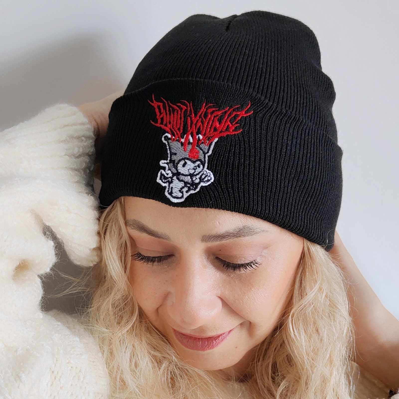 Kuromi Beanie,Anime Embroidery Beanie,Harajuku clothing,Teenage gift,Kawaii