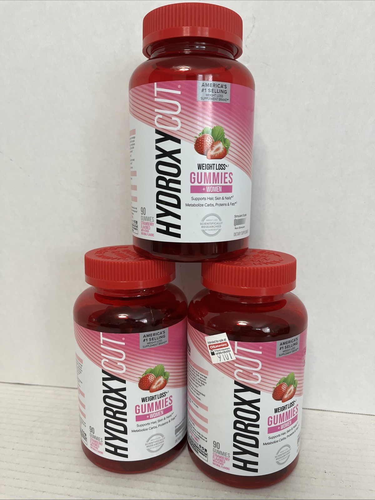 3 X Hydroxycut Weight Loss Women Supplement 90ct Gummies Strawberry Exp Jan/2027