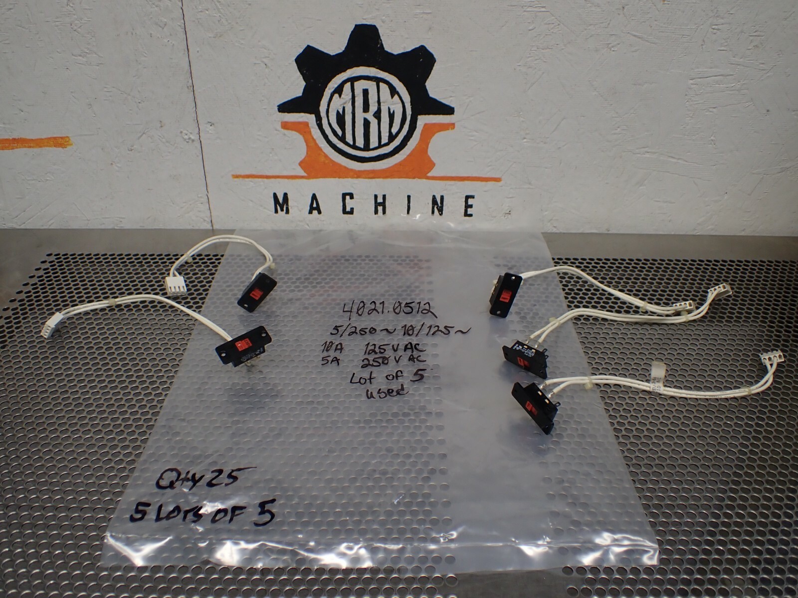 4021.0512 115V Slide Switch 5/250 10/125 10A 125VAC 5A 250VAC Used (Lot of 5)
