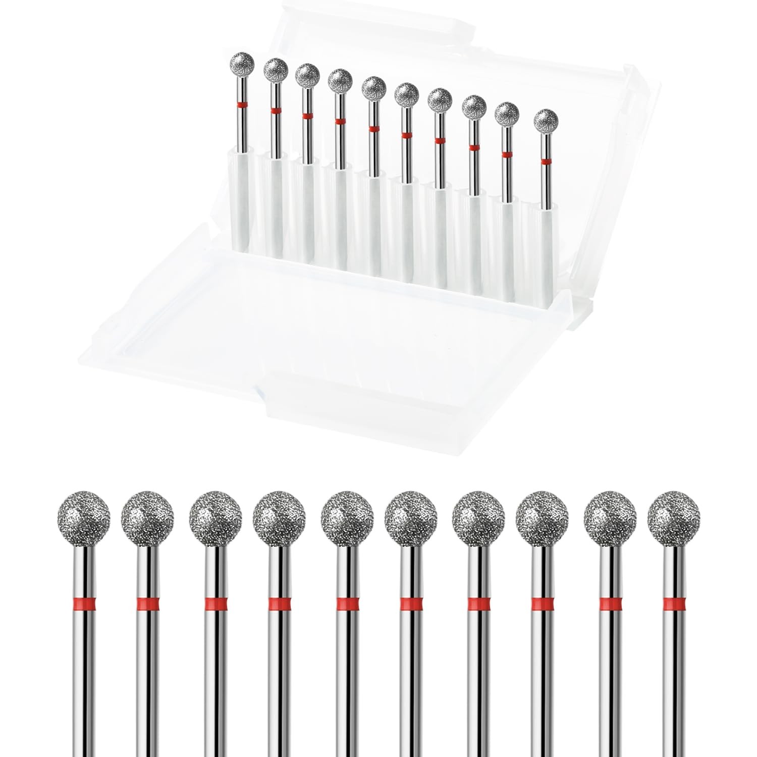ERUIKA 10pcs Safety Ball Cuticle Drill Bits, Fine-F, 5mm Bit