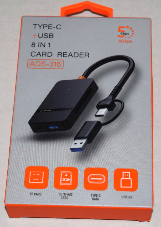 USB C 8-in-1 Card Reader Support S SD/TF/CF/MS Card Read and Write Read U Disk