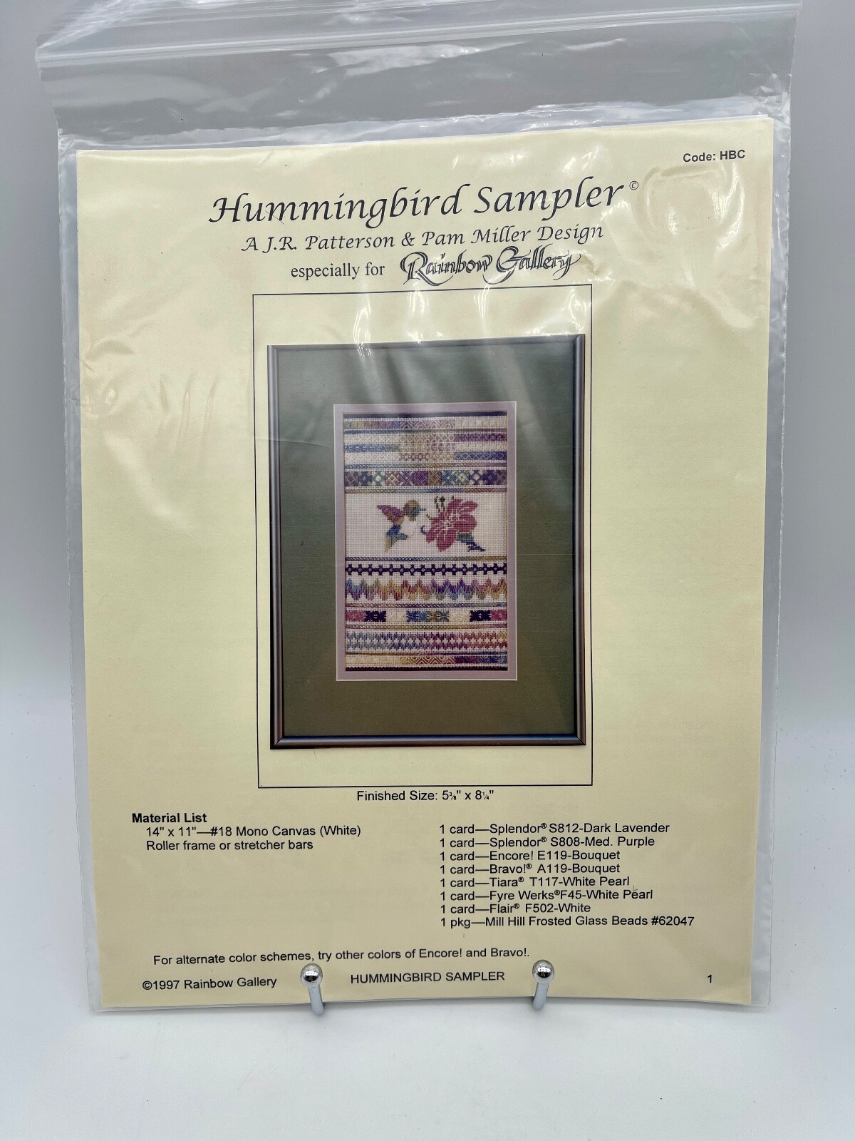 Vintage 1997 Rainbow Gallery "Hummingbird Sampler" Needlepoint Pattern