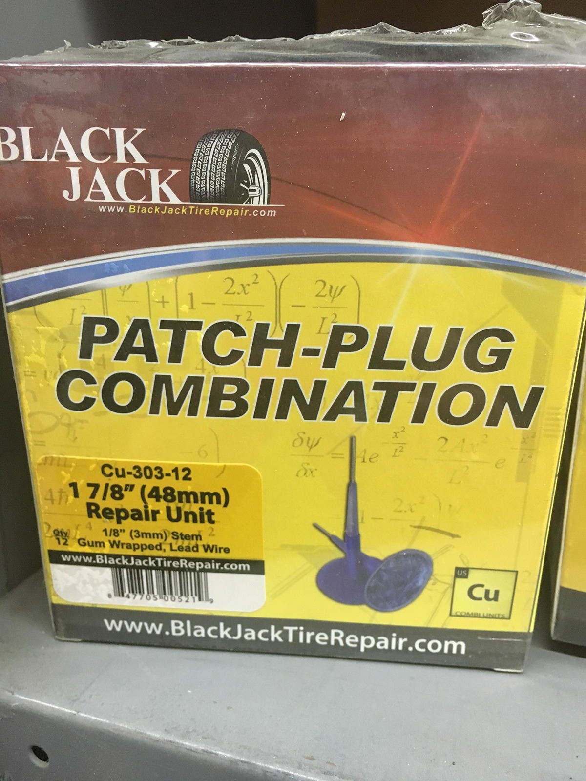 Black Jack Tire Repair BJK-CU-303-12 Patch Plug Combo 1/8" Stem (cu30312)