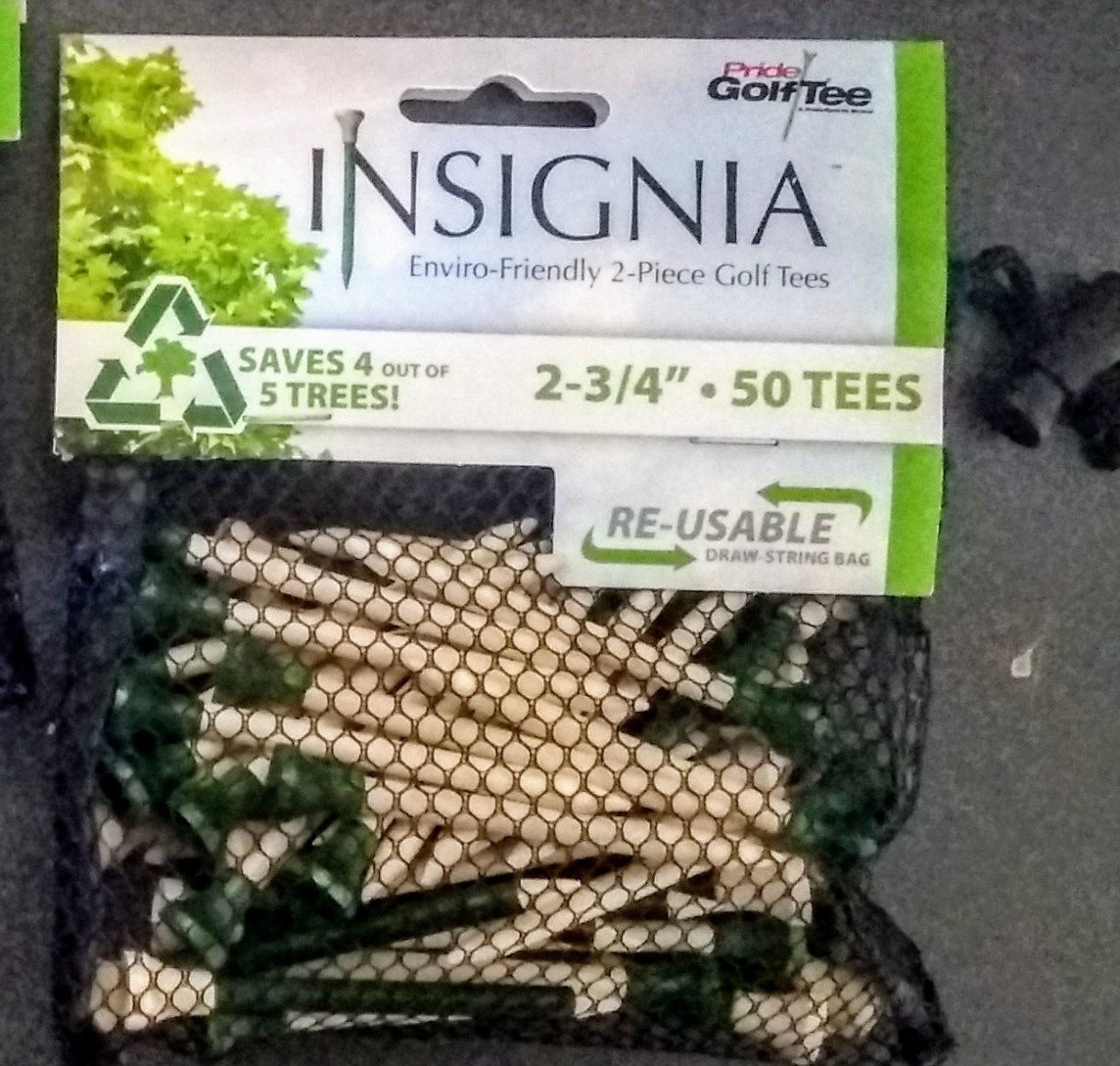 Pride 2345050 Golf Insignia Golf Tee 50pcs 2 3/4" Green/Natural Drawstring Bag