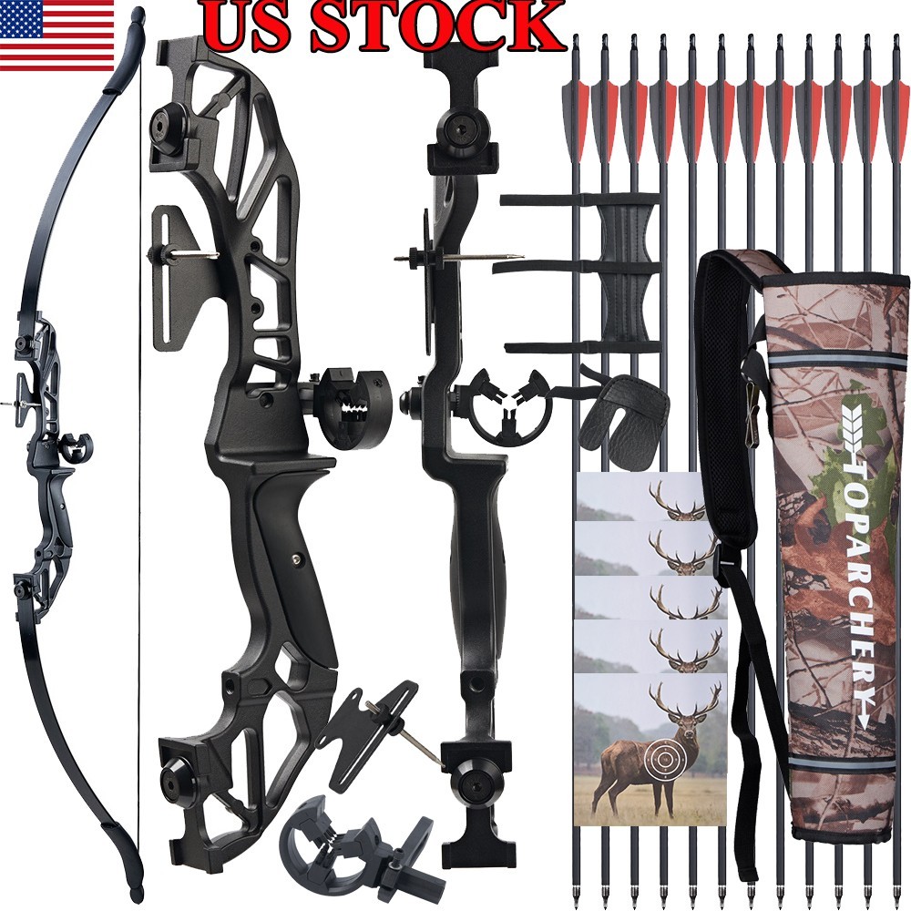 RH 54"Takedown Recurve Bow&Carbon Arrows Set for Archery Hunting Shooting Target