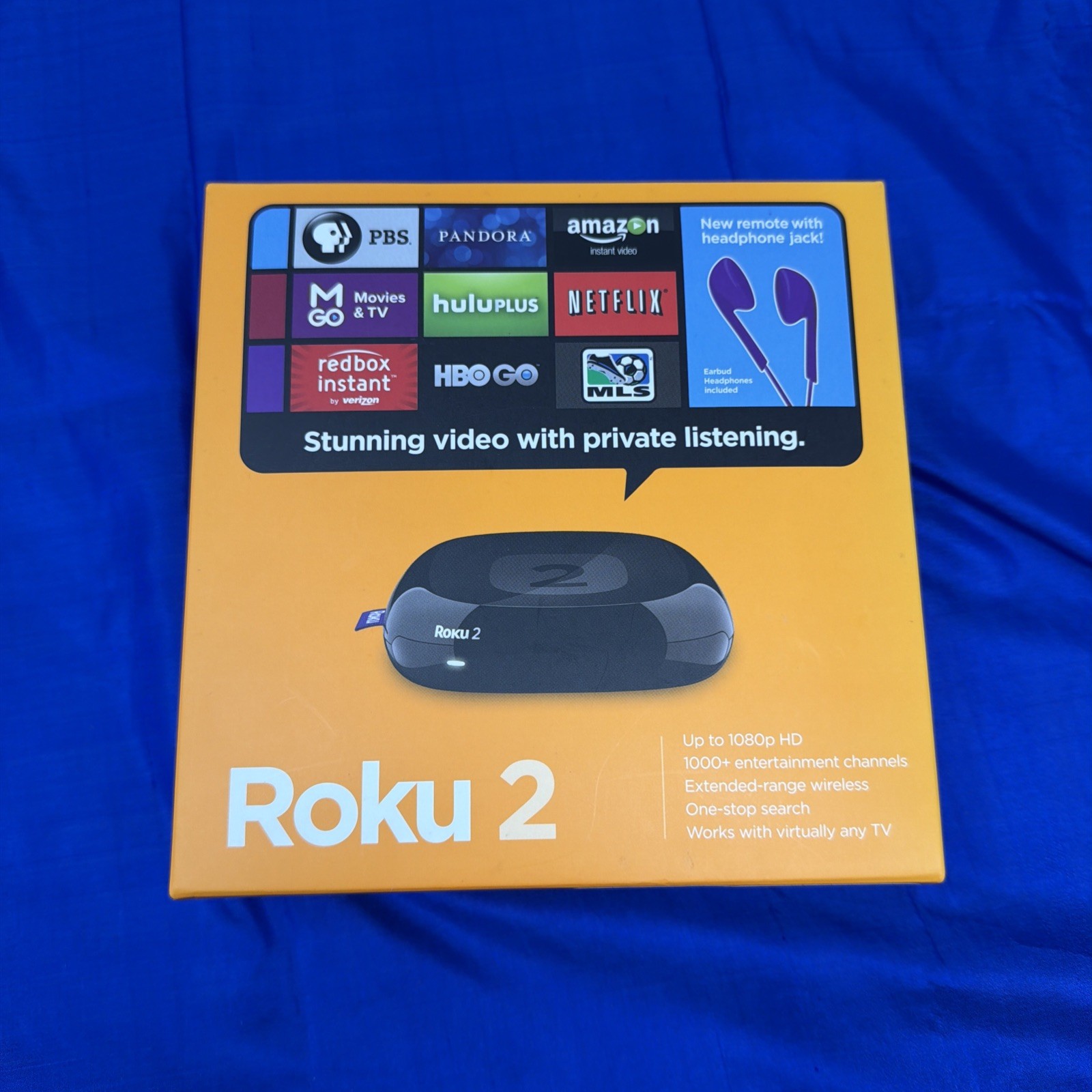 Roku 2 Media Streamer W/ Headphone Jack- Black (2720R) New & Factory Sealed
