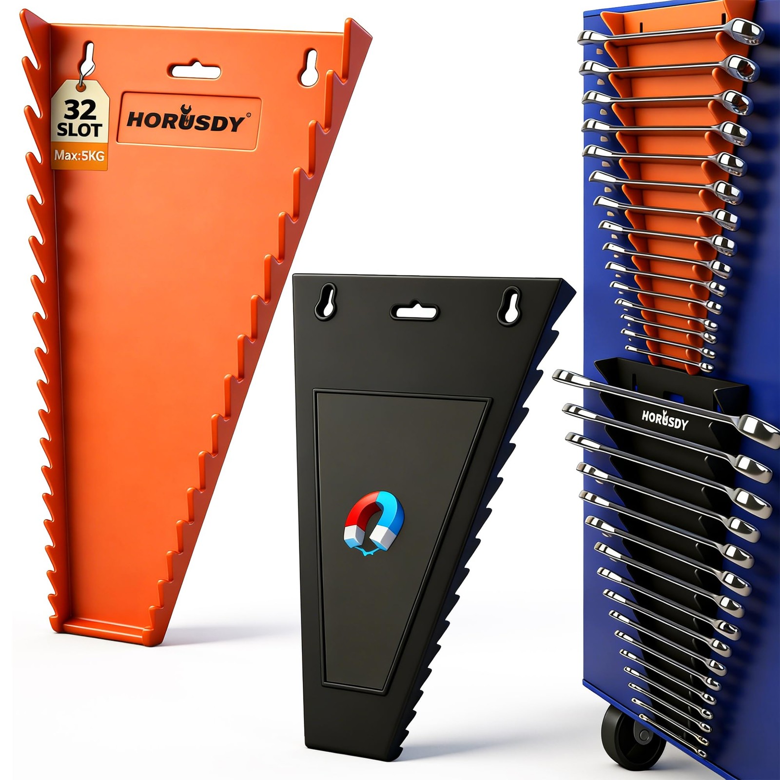 HORUSDY 2-Piece Magnetic Wrench Organizer, 2-Pack Organizer