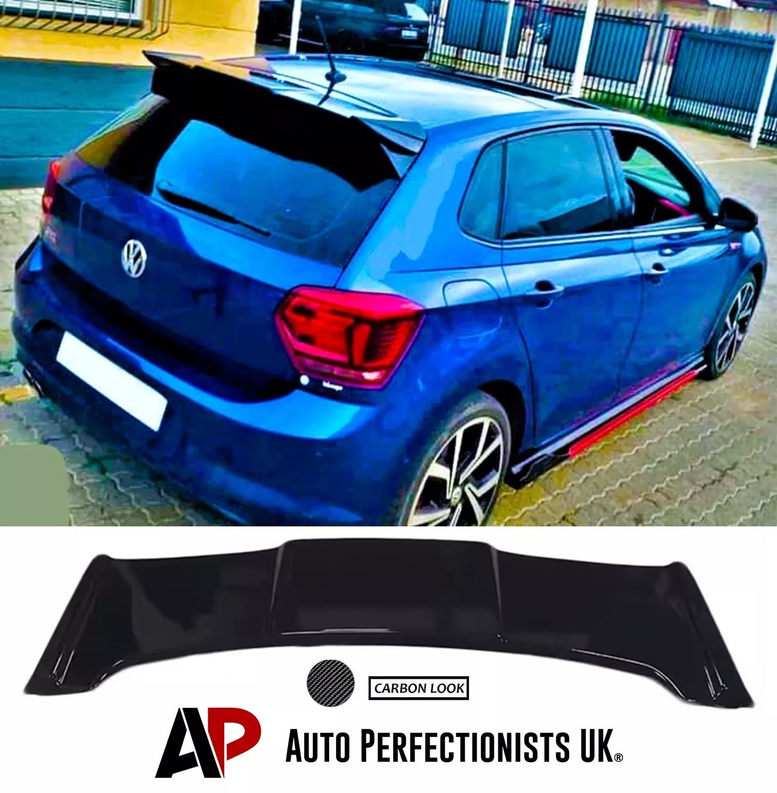 For VW Polo MK6 AW GTI R Batman Style Rear Carbon Fibre Roof Spoiler Boot Wing