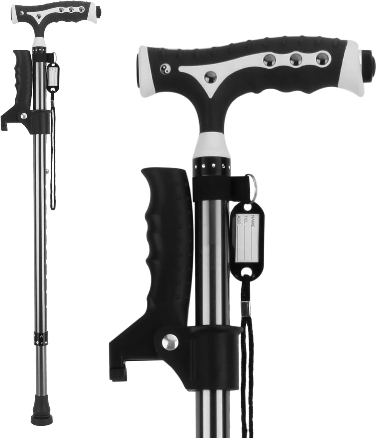 Hold 440 Lbs Walking Cane for Men & Women Aluminum Alloy H24,W5.9", Black