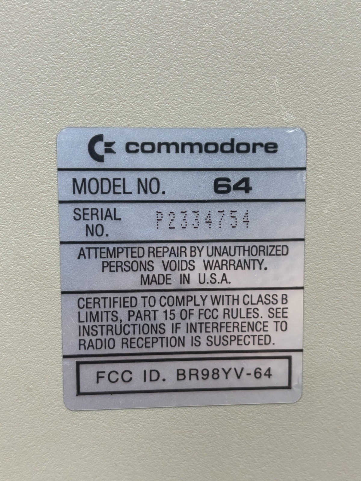 Vintage Commodore 64 Computer Only - For Parts/Repair - UNTESTED