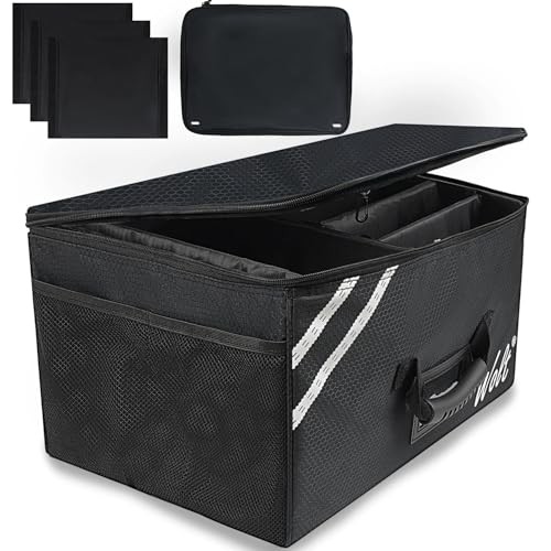 Car Trunk Organizer with Lid, Collapsible Multi Compartment SUV Black