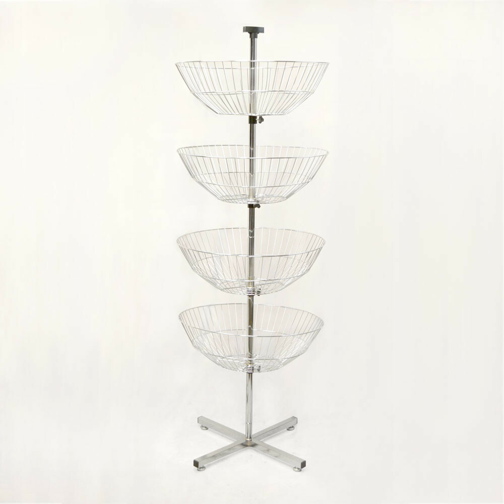 63 inch High 4 Basket Display Wire Floor Tier Spinner Rack Dump Bin Retail Store