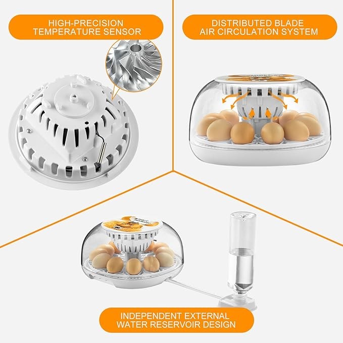 12 Egg Incubator for Hatching Eggs with Automatic Egg Turning Temperature