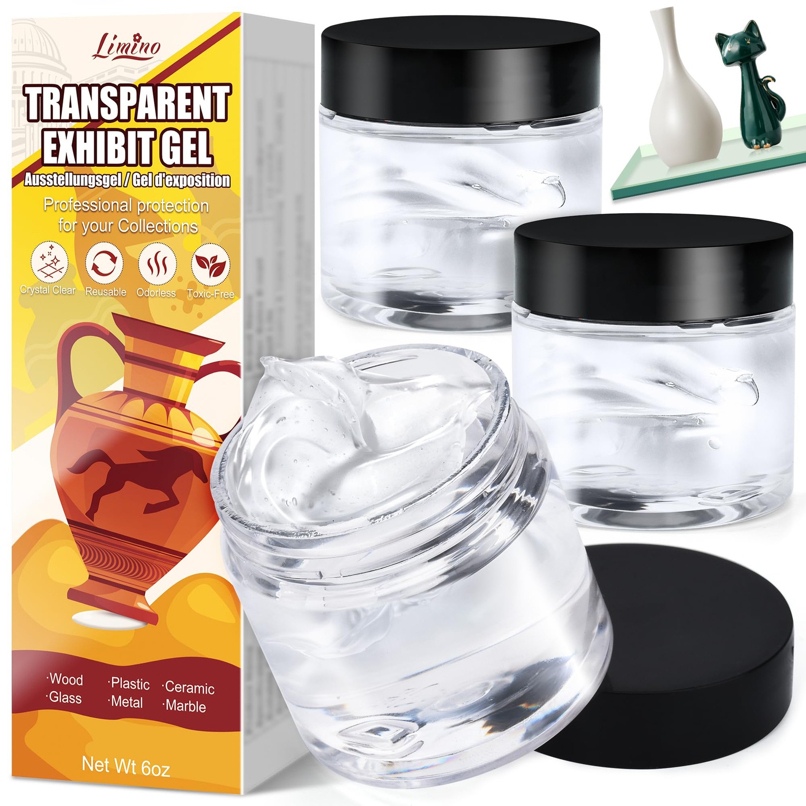 Exhibit Gel for Museum - 6oz Removable Clear Putty Wax