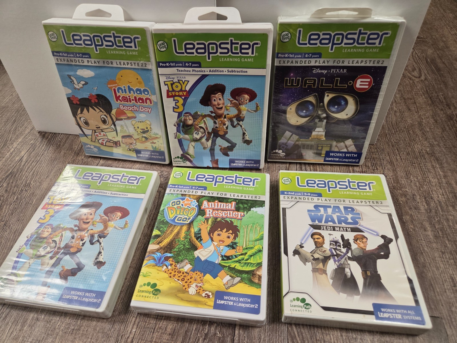 Leapster Games NiHao Hailan Toy Story Wall-E Diego Star Wars Lot of 6