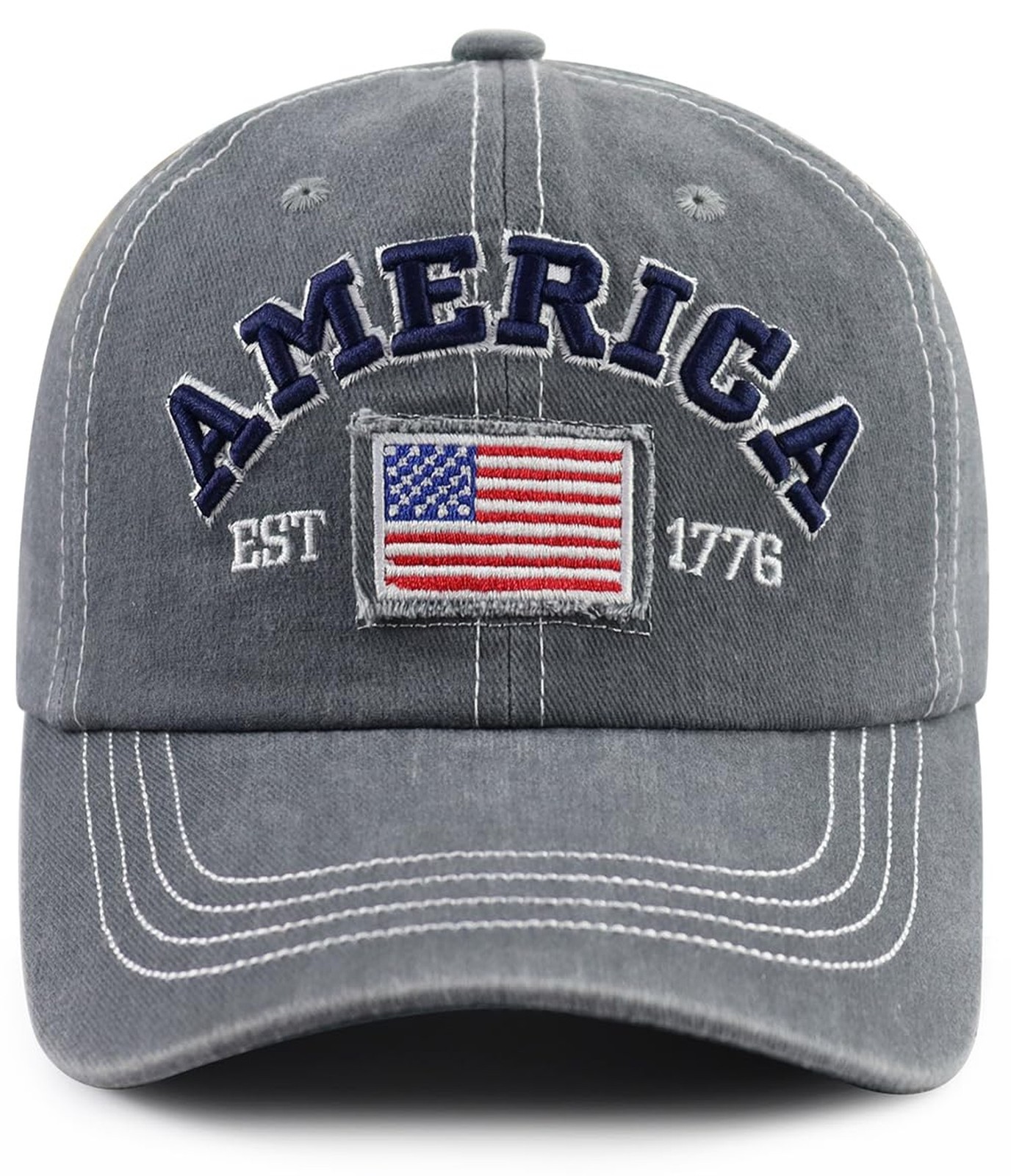 XacaYuerp America Flag EST 1776 Hat for Men Women, USA Flag Baseball Cap Gray