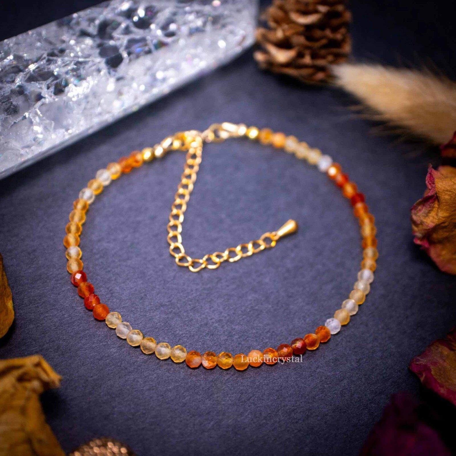 Natural Fire Carnelian 3mm Beads Healing Energy Red Crystal Minimalist Bracelet