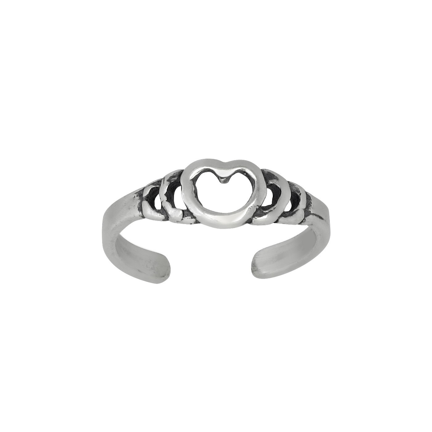 Sterling Silver .925 Heart Toe Ring adjustable size Oxidized | Made In USA