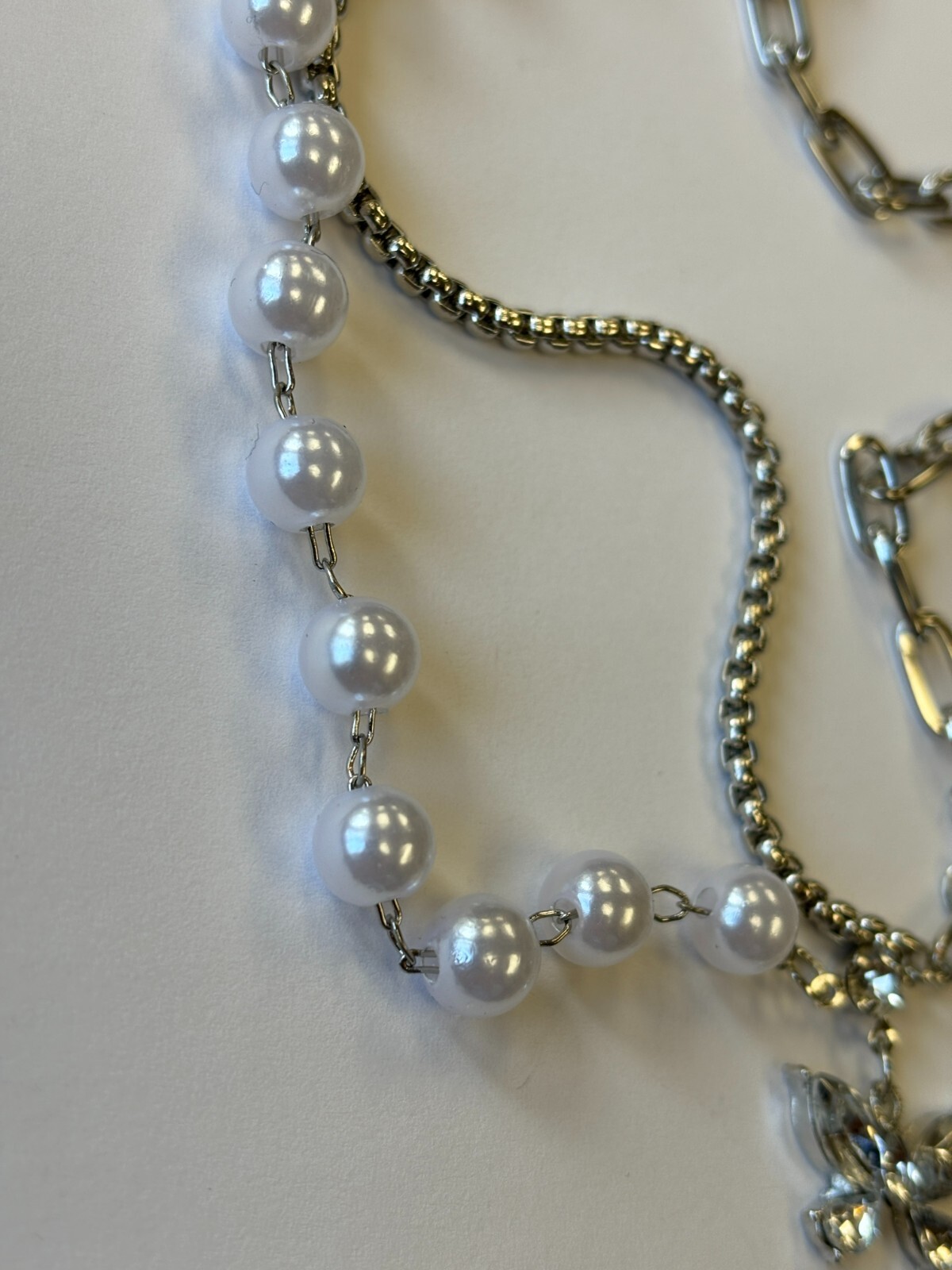 Dual Chain Pearl Enchanted Glass Butterfly