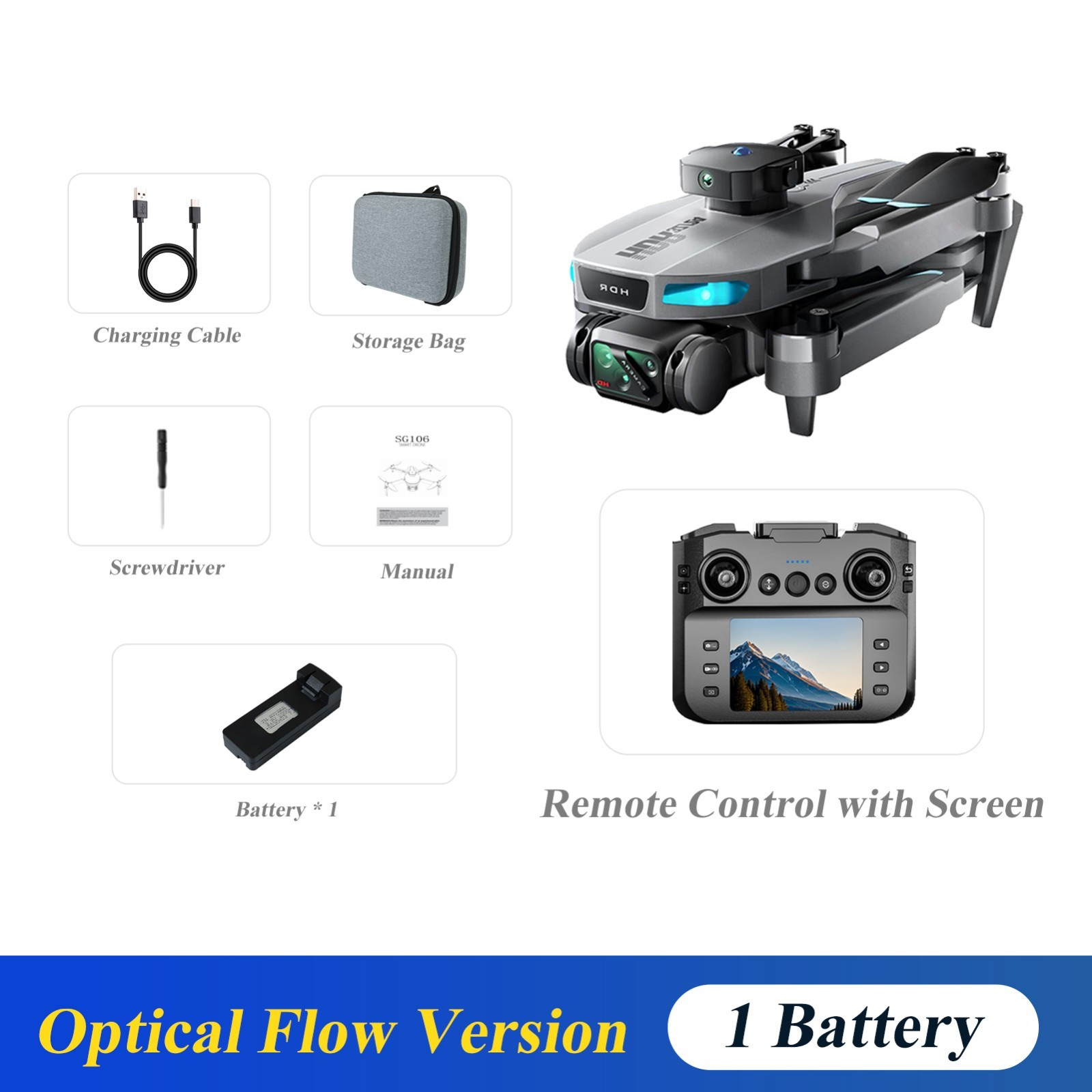 1080P Camera Drone with Screen Remote Obstacle Avoidance 200m Range Under 250g
