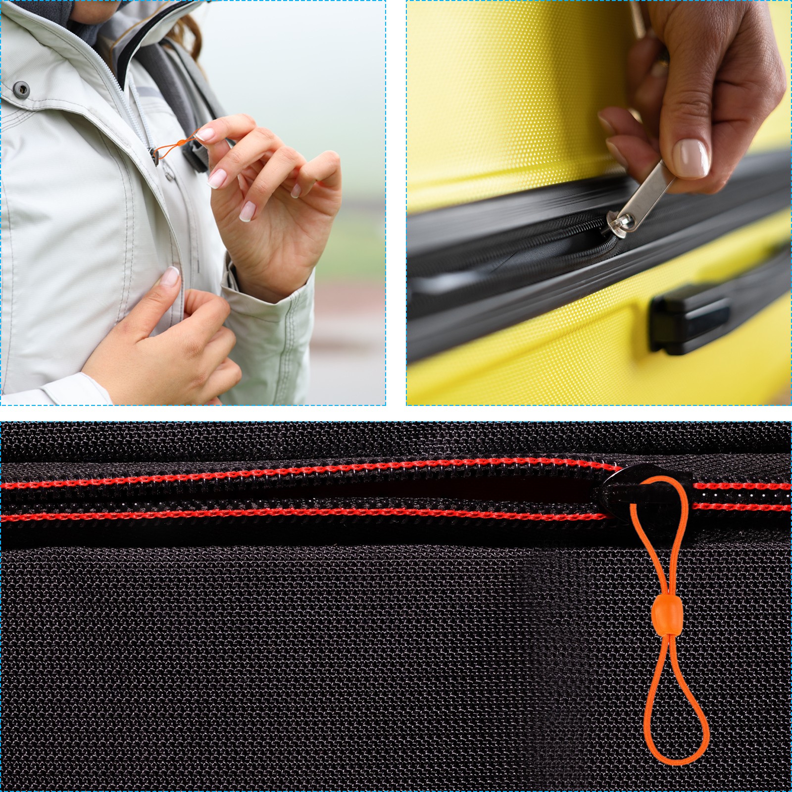20 Pcs Zipper Pulls Replacement for Backpack Zipper Pulls Tab Cord, Orange