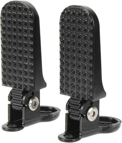 1 Pair Bike Rear Pedals, Mini Folding Bike Pegs, 8mm Aluminium Black and Silver