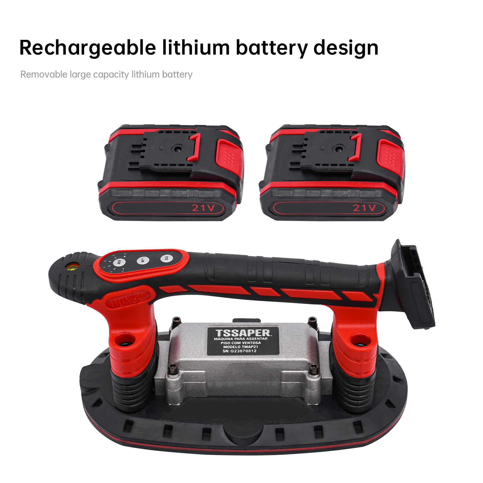 21V Handheld Tile Vibration & Suction Tool 6-Speed Dual-Mode 2×2000mAh