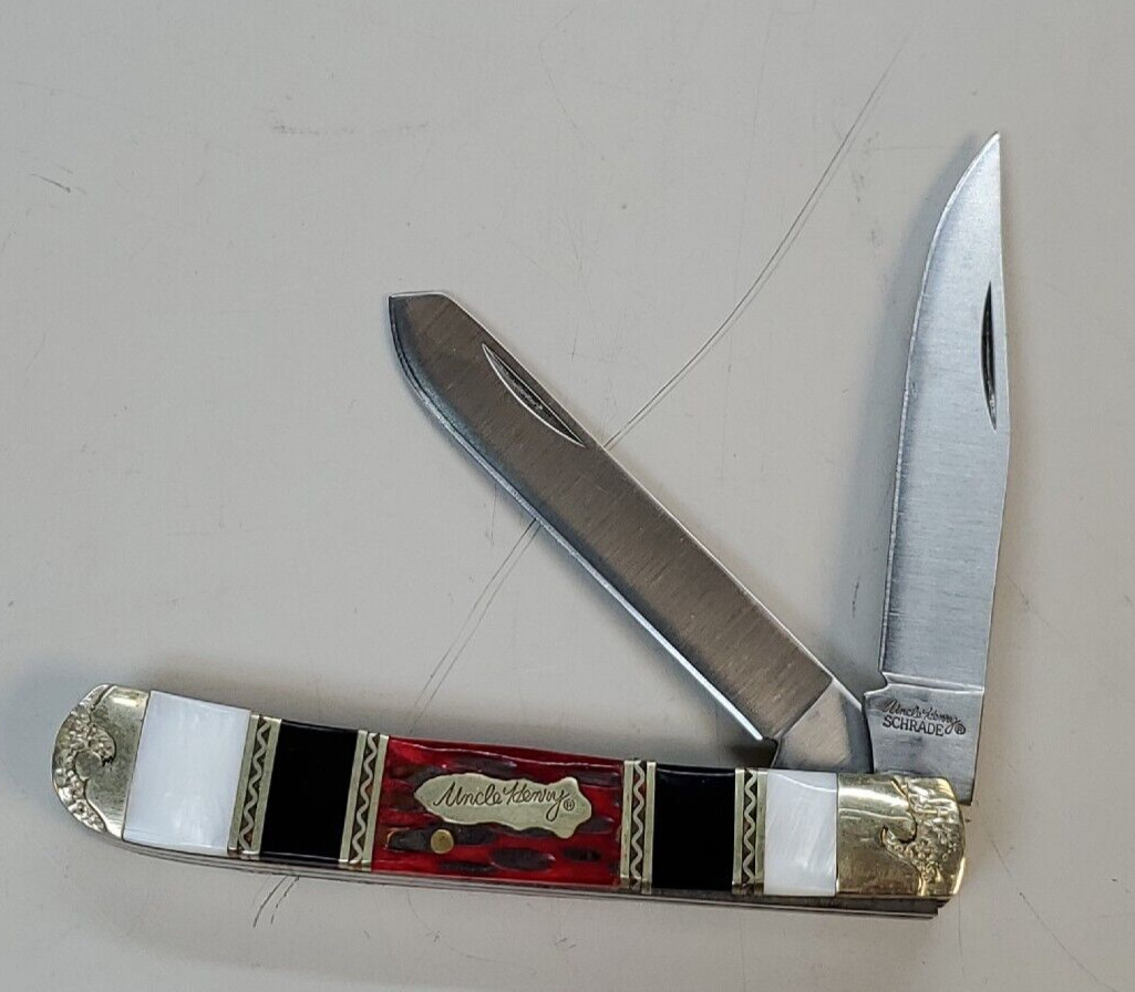 UNCLE HENRY SCHRADE SP4 CUSTOM INLAID & ENGRAVED POCKET KNIFE